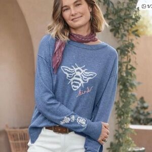 Sundance Bee Kind Wool Blend Sweater Floral Embroidered Size XS